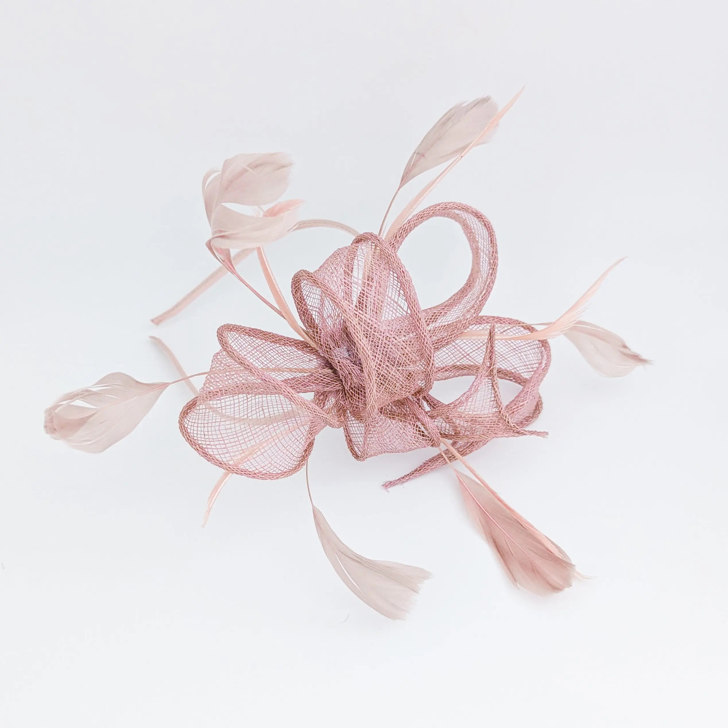 Blush pink feather fascinator hat House of Hats