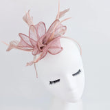 Blush pink feather fascinator hat House of Hats