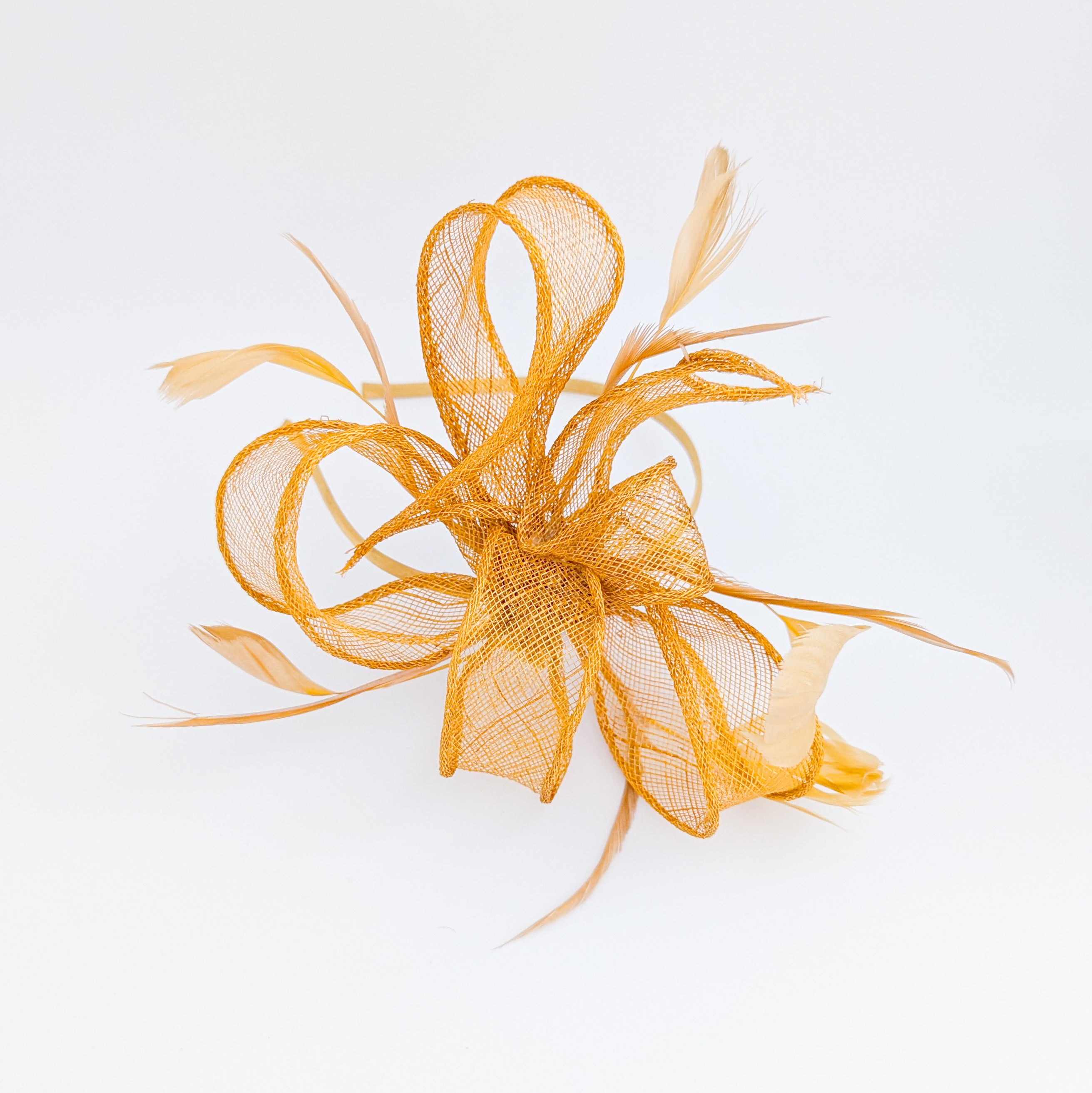 Golden Yellow feather fascinator hat