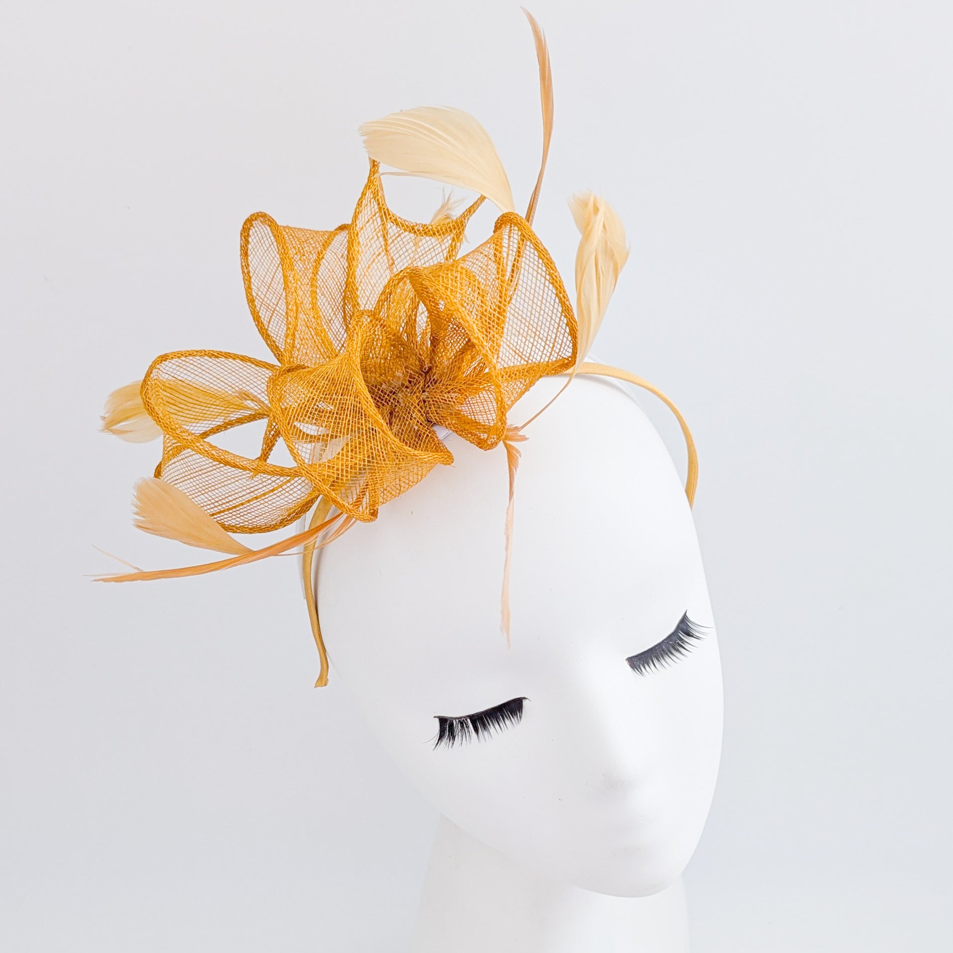 Golden Yellow feather fascinator hat