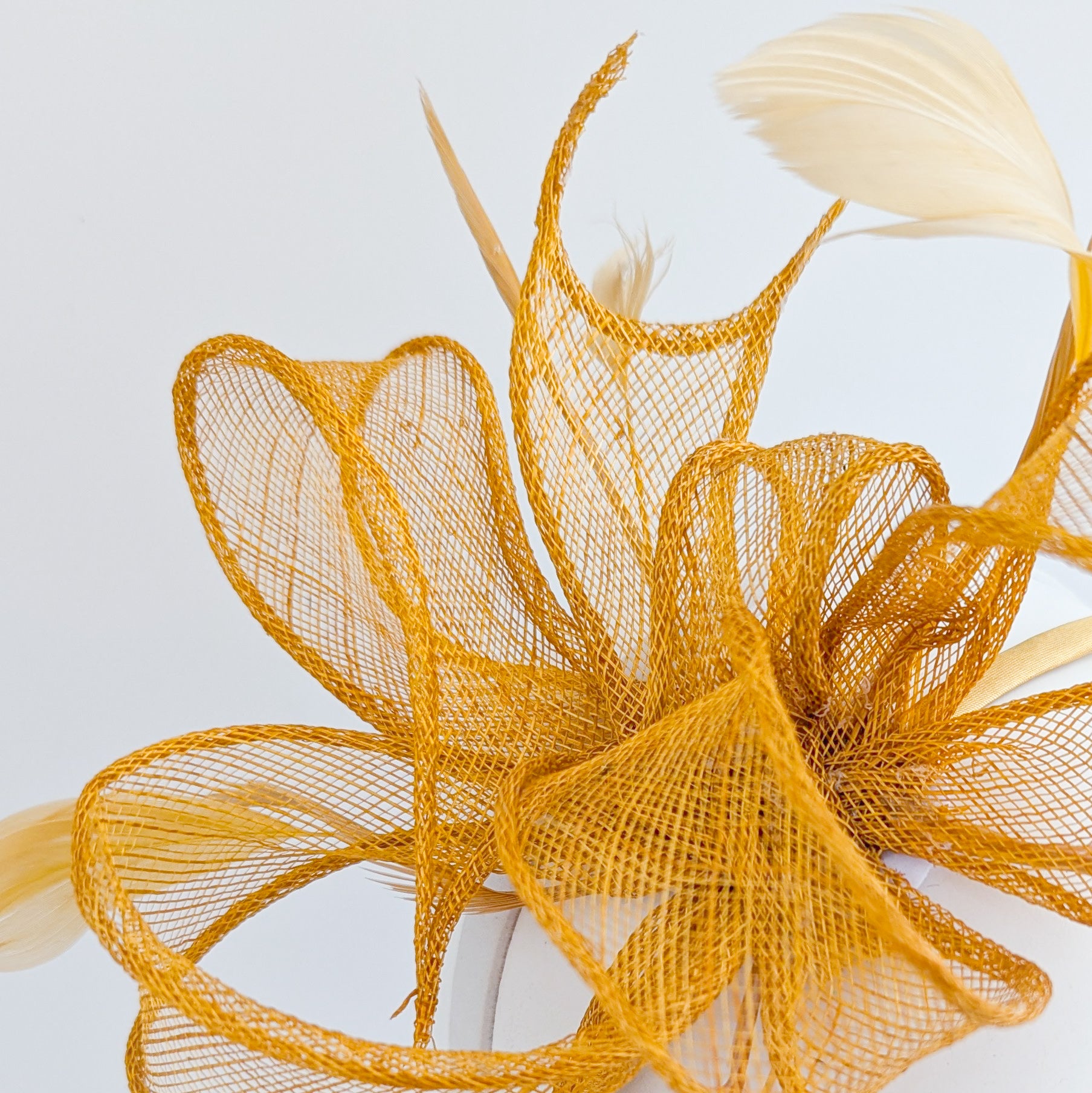 Golden Yellow feather fascinator hat