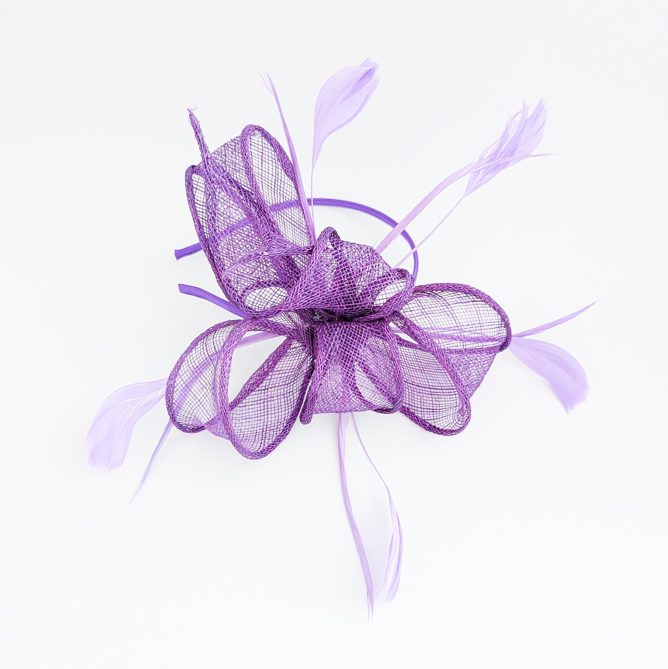 Royal purple feather fascinator hat