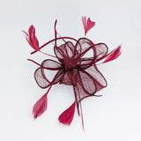Burgundy feather fascinator hat