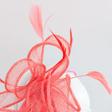 Watermelon coral feather fascinator hat House of Hats