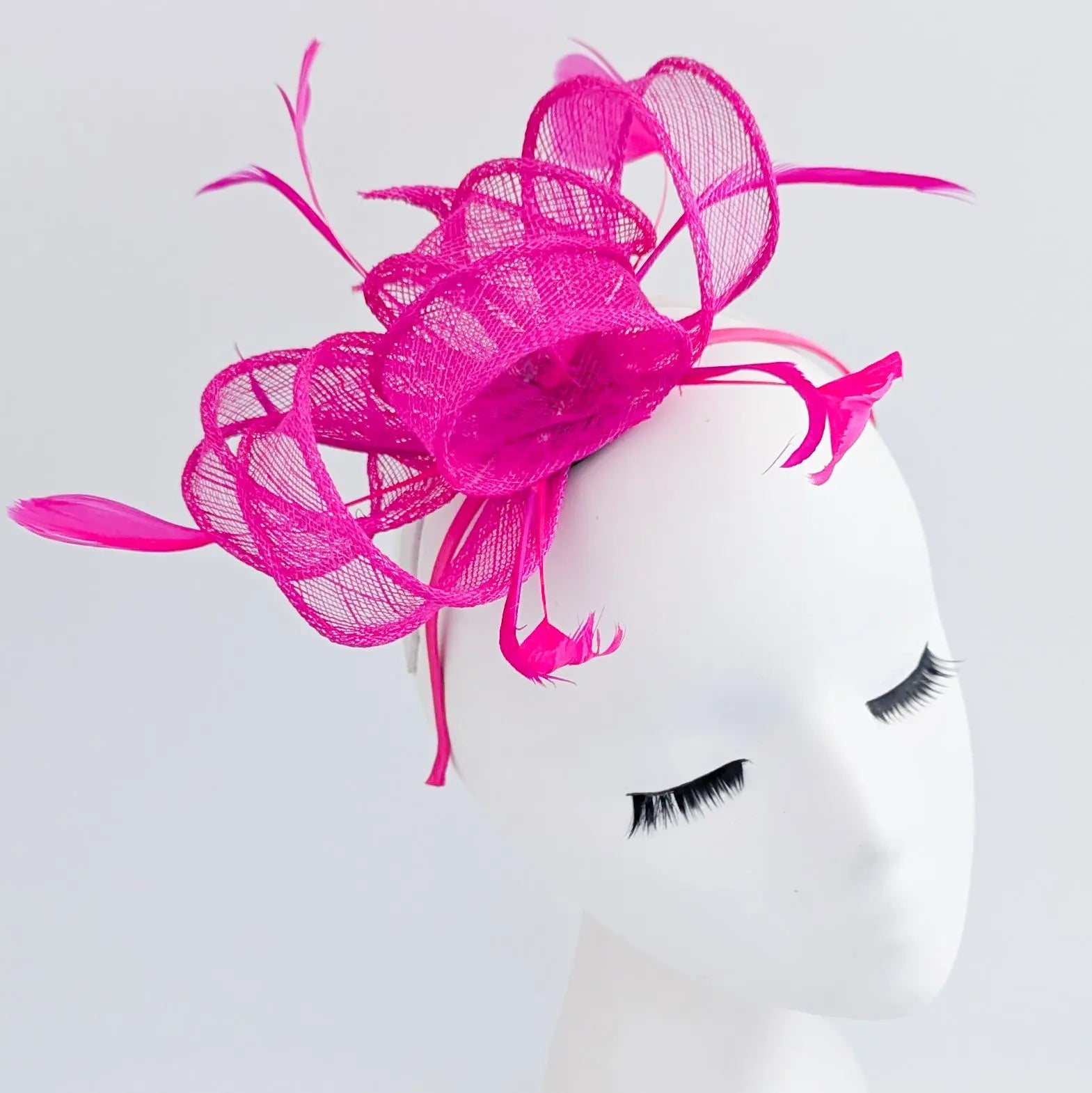 Hot pink feather fascinator hat House of Hats