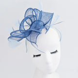 Cornflower blue feather fascinator hat House of Hats