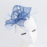 Cornflower blue feather fascinator hat House of Hats