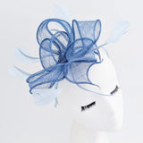 Cornflower blue feather fascinator hat House of Hats
