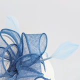 Cornflower blue feather fascinator hat House of Hats