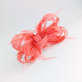 Watermelon coral crystal feather fascinator hat