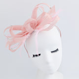 Light pink crystal feather fascinator hat