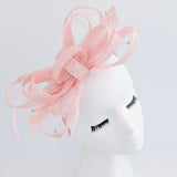 Light pink crystal feather fascinator hat