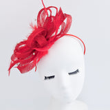 Red crystal feather fascinator hat