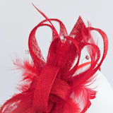 Red crystal feather fascinator hat