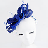 Royal cobalt blue crystal feather fascinator hat House of Hats