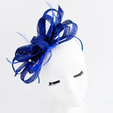 Royal cobalt blue crystal feather fascinator hat House of Hats