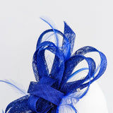 Royal cobalt blue crystal feather fascinator hat House of Hats