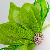 Matcha lime green feather petal fan fascinator hat