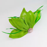 Matcha lime green feather petal fan fascinator hat