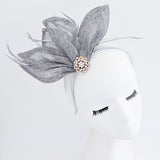 Grey feather petal fan fascinator hat
