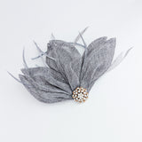 Grey feather petal fan fascinator hat