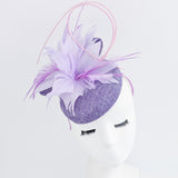 Lavender and lilac purple feather fascinator hat