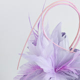 Lavender and lilac purple feather fascinator hat