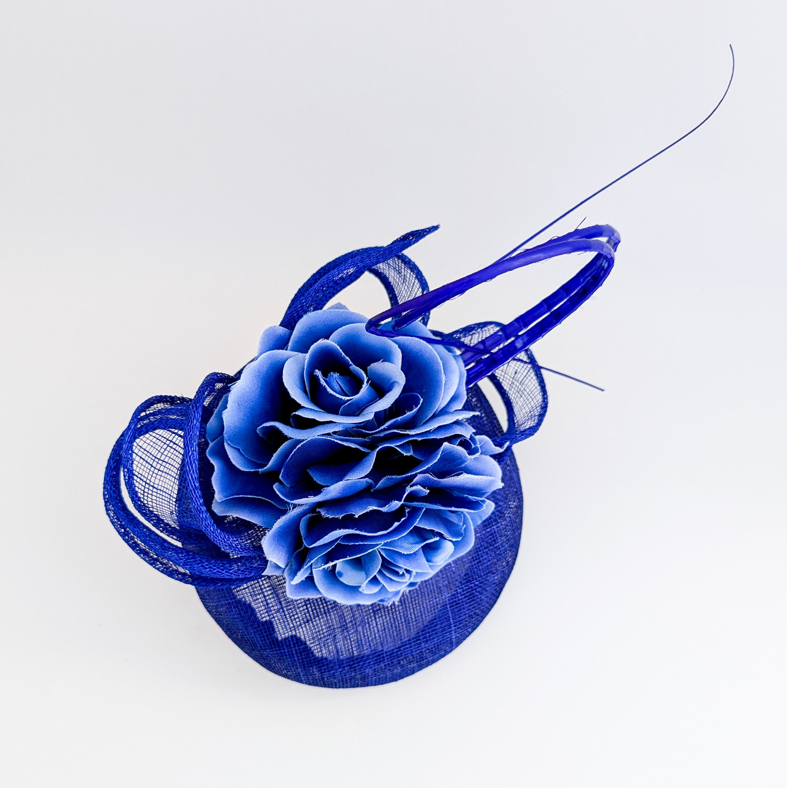 Royal cobalt blue flower fascinator hat