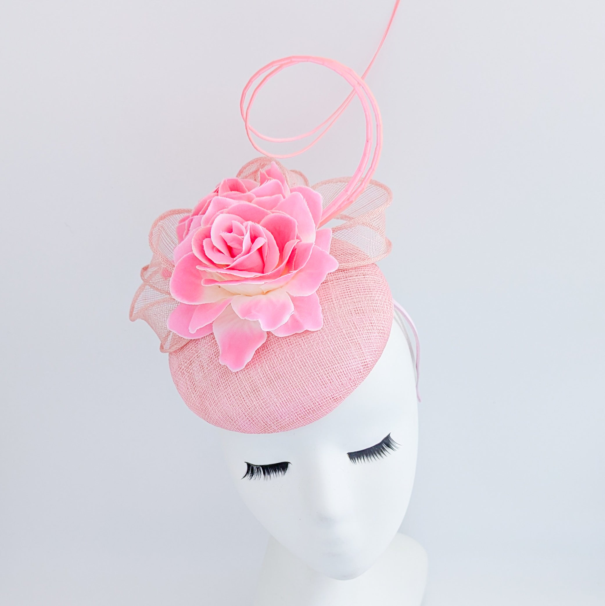 Light pink flower fascinator hat