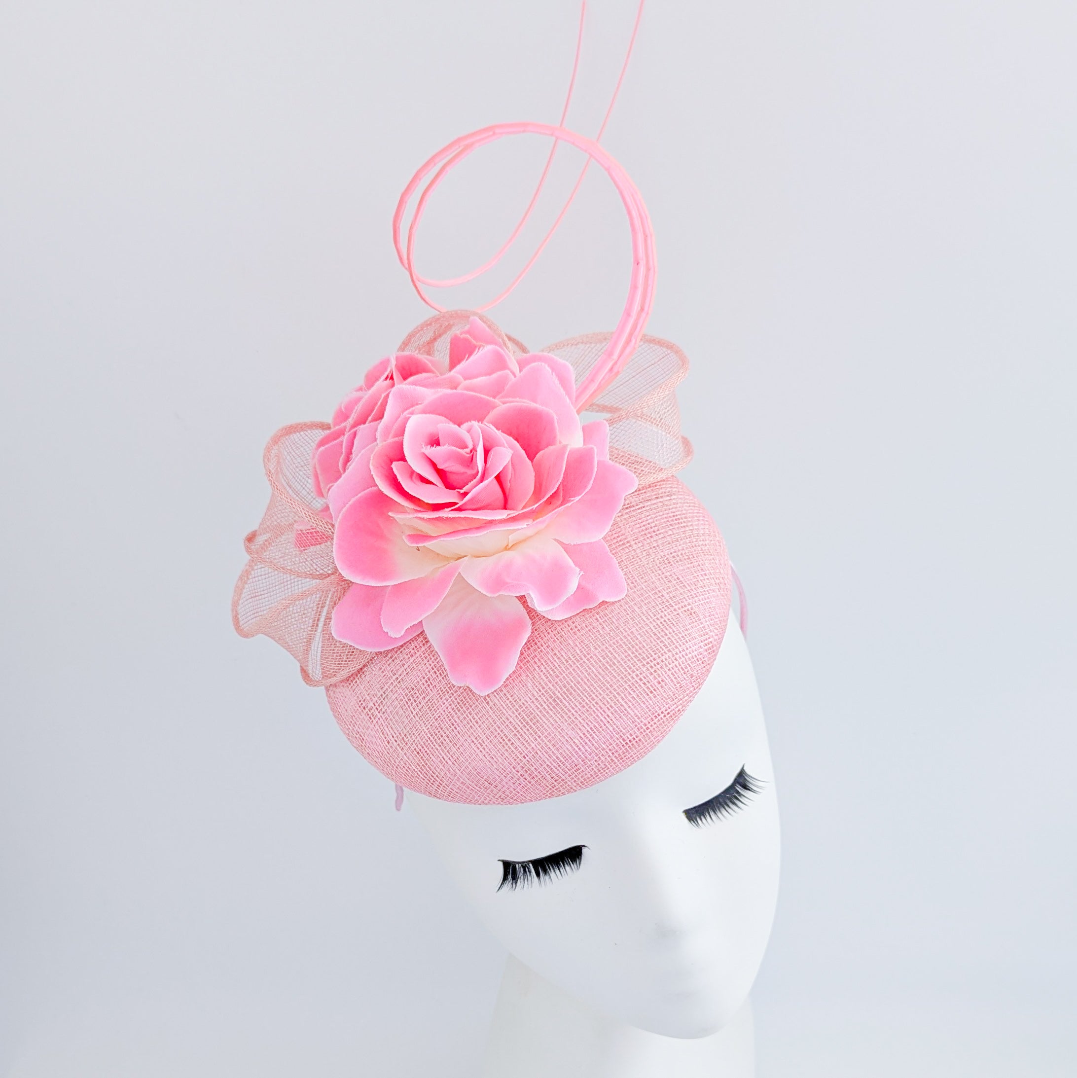 Light pink flower fascinator hat