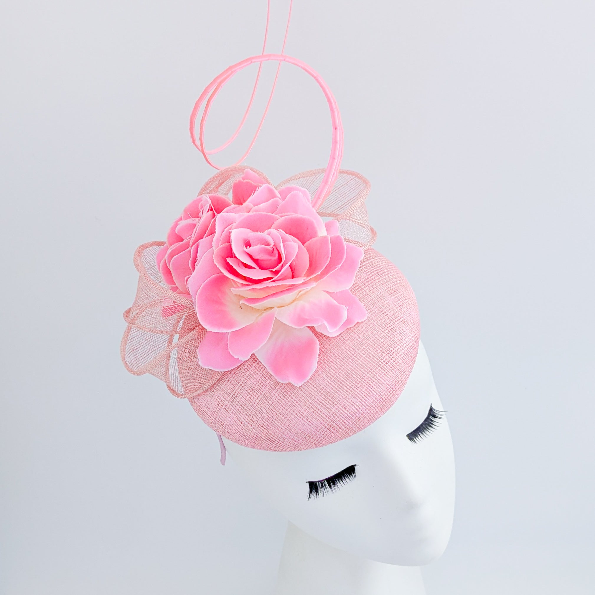 Light pink flower fascinator hat