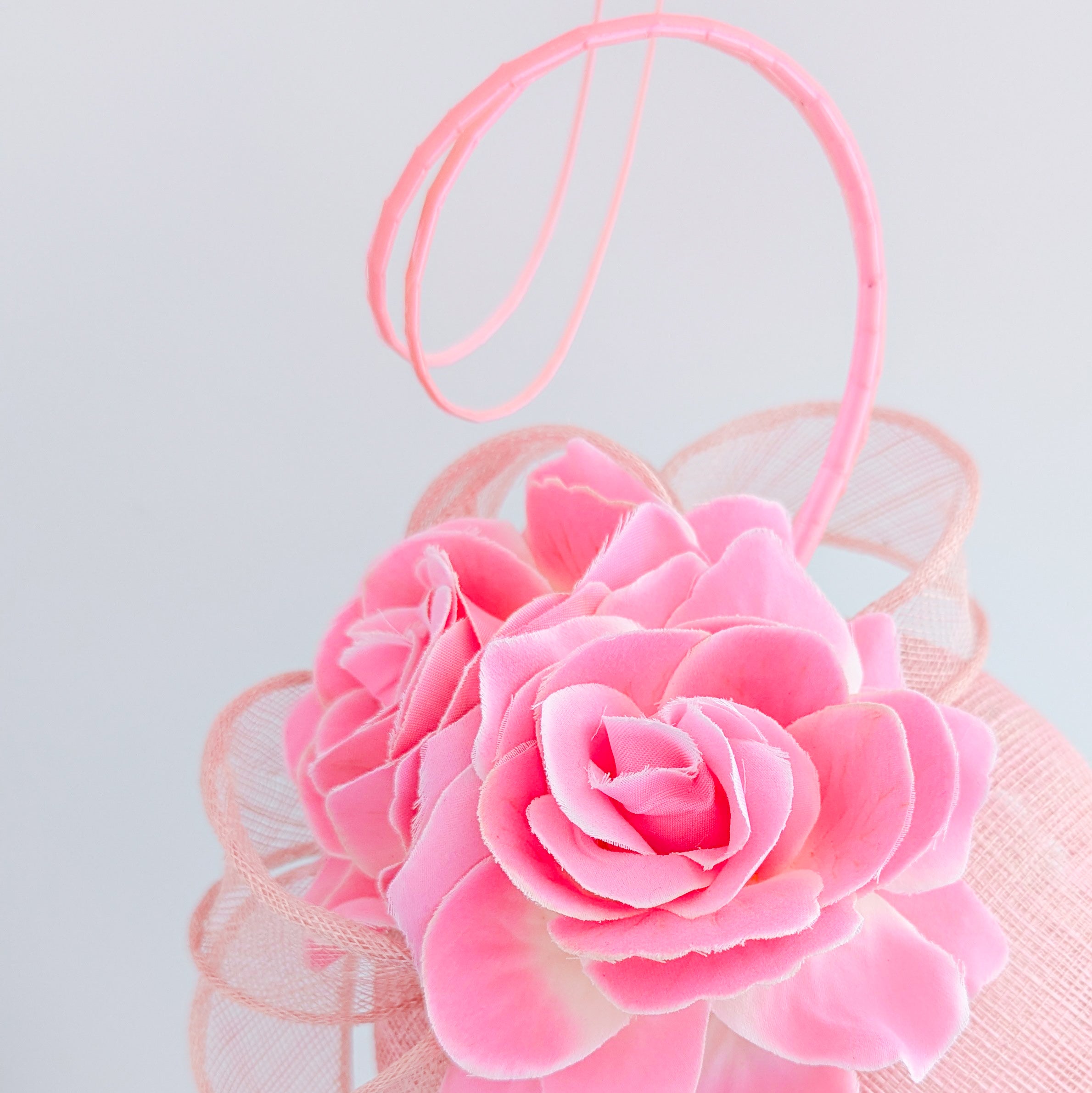 Light pink flower fascinator hat
