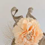 Caramel beige flower fascinator disc saucer hat