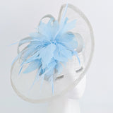 Aquamarine blue feather large teardrop fascinator hat