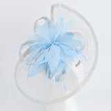 Aquamarine blue feather large teardrop fascinator hat