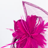 Magenta pink feather large teardrop fascinator hat