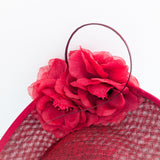 Burgundy large flower saucer disc fascinator hat