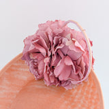 Terracotta dusty pink large flower saucer disc fascinator hat