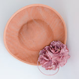 Terracotta dusty pink large flower saucer disc fascinator hat