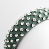 Dark sage green crystal padded headband fascinator