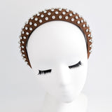 Rust brown crystal padded headband fascinator