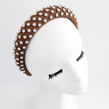 Rust brown crystal padded headband fascinator