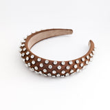 Rust brown crystal padded headband fascinator