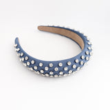 Dark dusty blue crystal padded headband fascinator