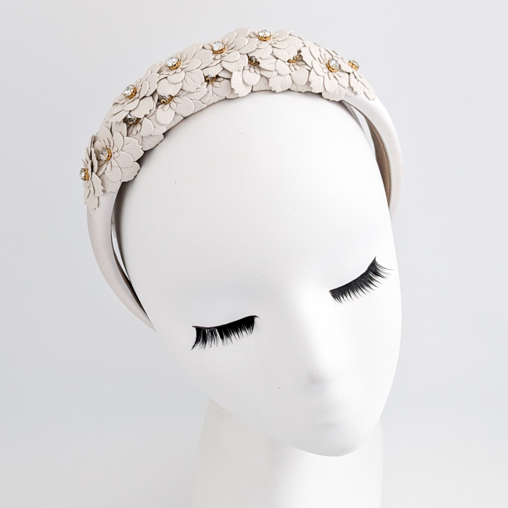 Cream crystal flower headband fascinator