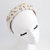 Cream crystal flower headband fascinator