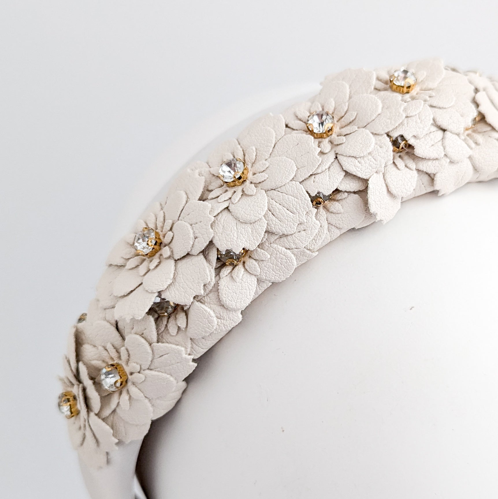 Cream crystal flower headband fascinator