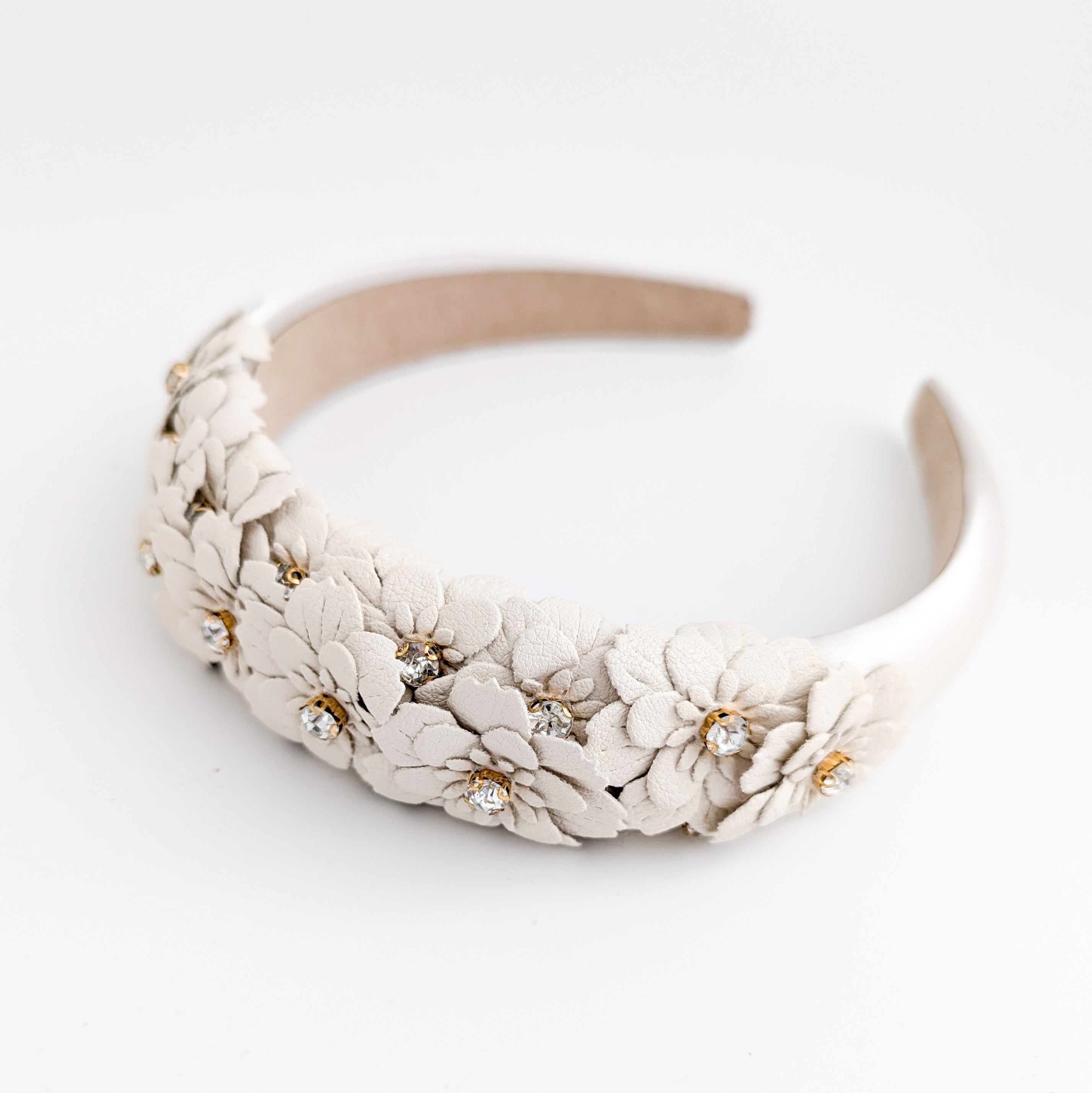 Cream crystal flower headband fascinator