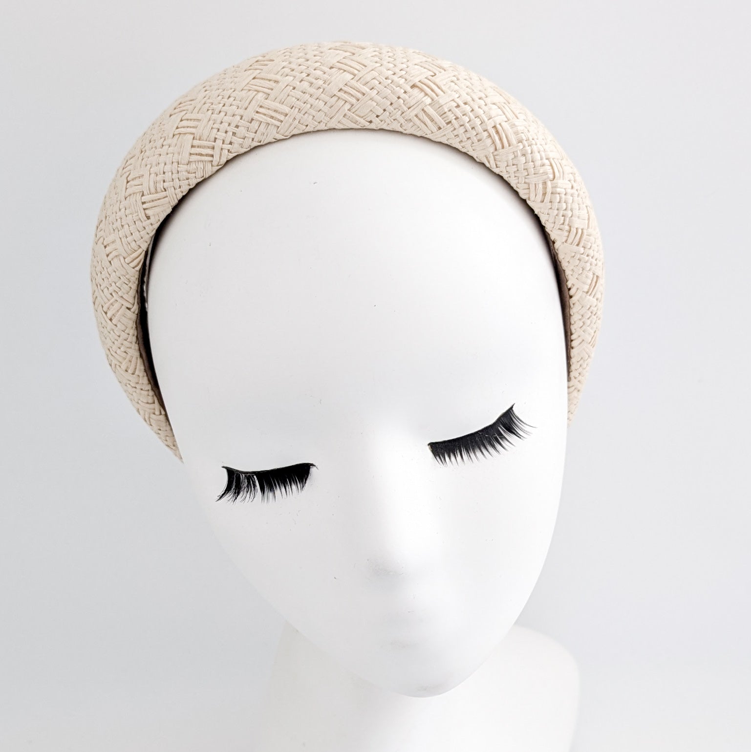 Raffia straw padded headband fascinator