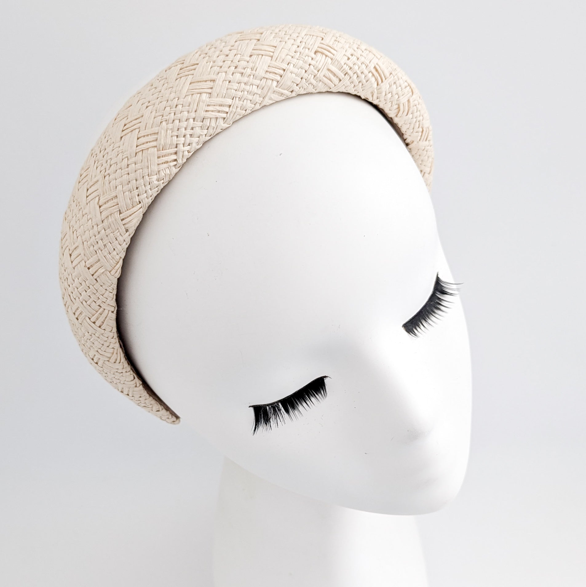 Raffia straw padded headband fascinator